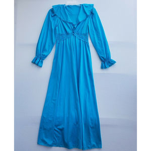 Vintage Henson Kickernick Long Negligee Robe Aqua Teal Size Small Made in USA